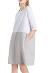 Abito In Lino Grezzo ColorBlock