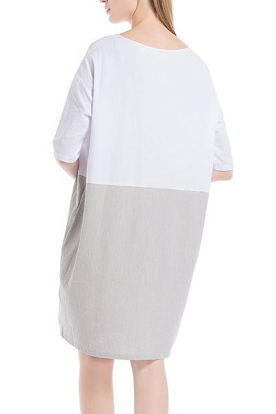 Abito In Lino Grezzo ColorBlock