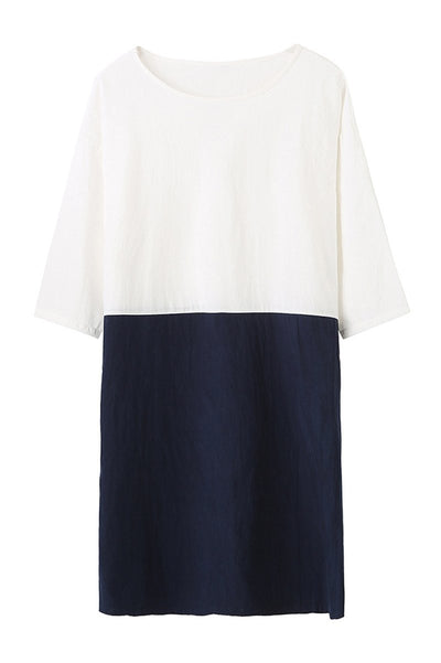 Abito In Lino Grezzo ColorBlock