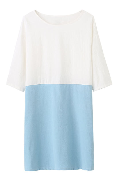 Abito In Lino Grezzo ColorBlock
