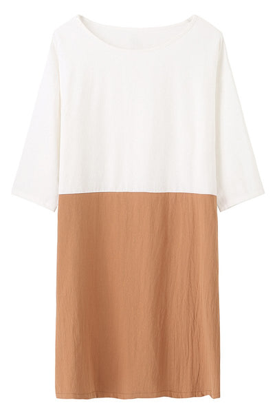 Abito In Lino Grezzo ColorBlock