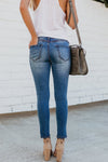 Jeans Strappati Lunghezza Caviglia