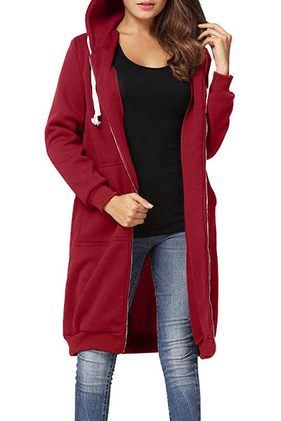 Women's Long Zip Sweatshirt Hoodie