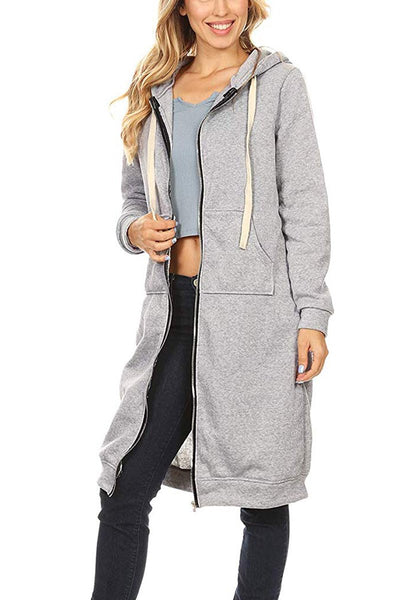 Women's Long Zip Sweatshirt Hoodie