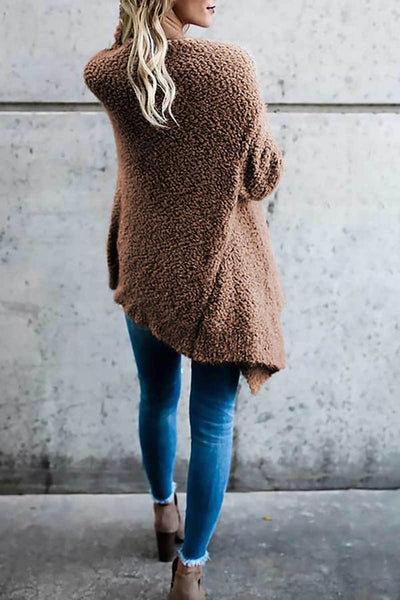 Cardigan Irregolare Tinta Unita Aperto Davanti