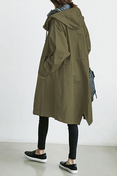GIACCA A VENTO OVERSIZED PER LA PIOGGIA RESISTENTE ALL'ACQUA CON CAPPUCCIO