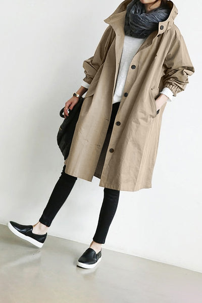 GIACCA A VENTO OVERSIZED PER LA PIOGGIA RESISTENTE ALL'ACQUA CON CAPPUCCIO